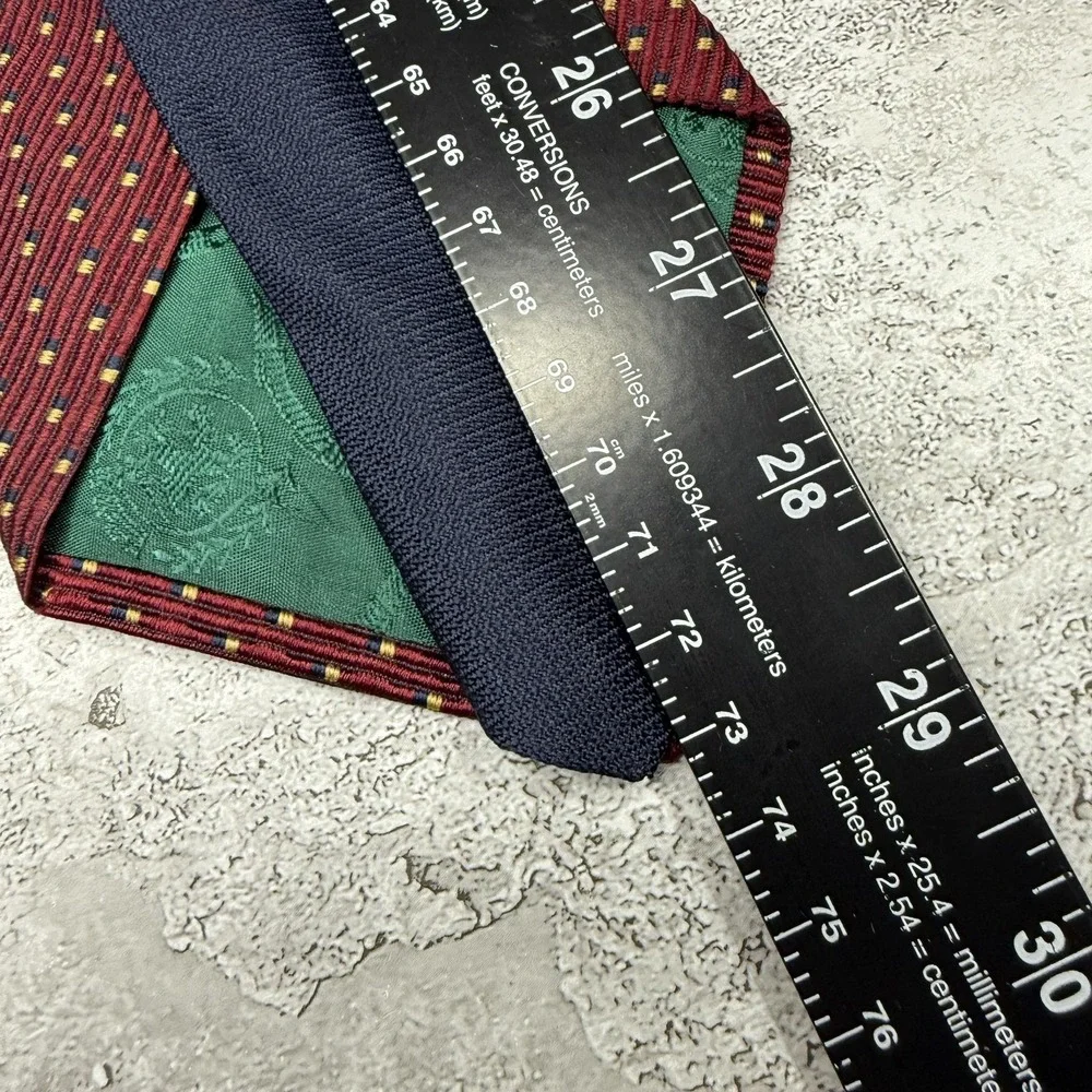 Tommy Hilfiger Silk Tie Mens One Size‎ Red Polka Dot Made In USA Necktie